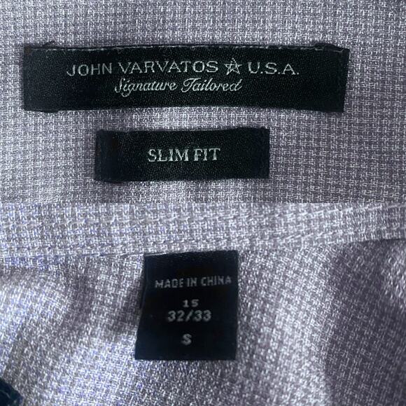 John Varvatos Star USA Slim Fit Shirt Men Size Small 15 32/33 Lavender Check - Picture 2 of 8